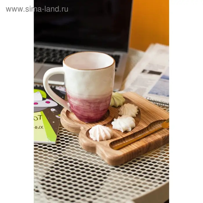 Кружка Доляна &laquo;Космос&raquo;, 400 мл, фарфор, белая, красная