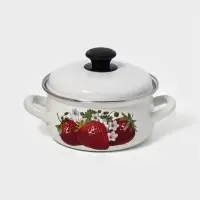 Кастрюля эмалированная, 1.5 л, d=18.3 см, с крышкой, белая
