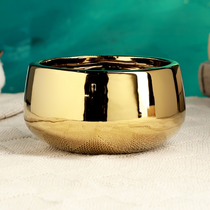 Кашпо - бонсай  Кашпо - бонсай "Лайт" для кактусов и суккулентов, золотое, 13х13х7см