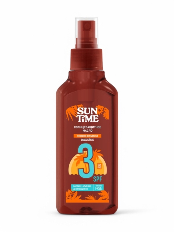 Масло солнцезащитное Sun Time SPF-3 водостойкое, 160 мл Масло солнцезащитное Sun Time SPF-3 водостойкое, 160 мл