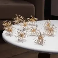 Гирлянда &laquo;Нить&raquo; роса 5 см с насадками &laquo;Вспышка&raquo;, IP20, серебристая нить, 10 LED, от батареек АА&times;2, свечение тёплое белое