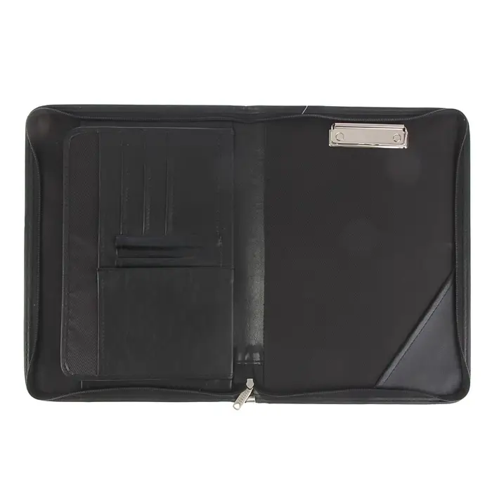 Папка деловая, искусственная кожа, для бумаг, 360&times;260&times;30 мм, с металлическим прижимом, 6Д07 &laquo;Люкс &raquo; чёрная