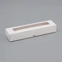 Коробка для 5 конфет с окном, с тонкими разделителями, белый 21×5.5×3.3 см