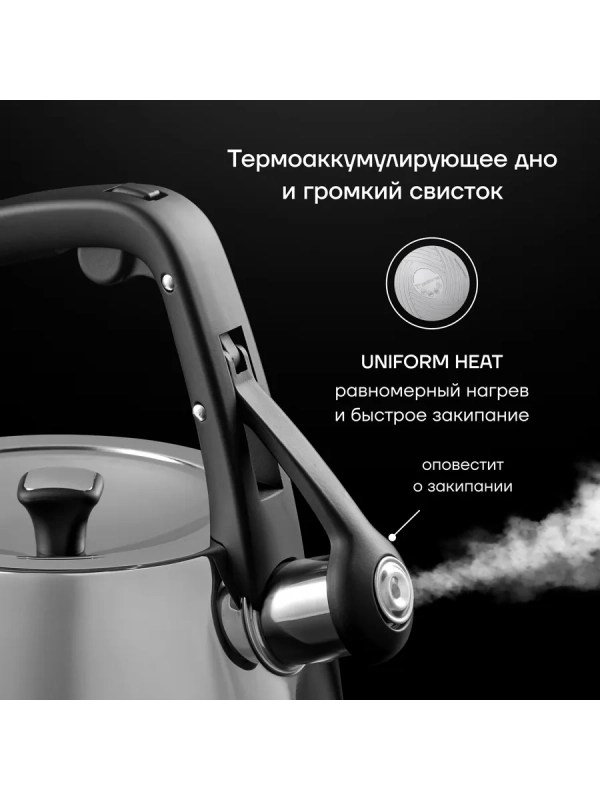 Чайник со свистком 2,5 л Mela-2,5L Серый нерж. стал Чайник со свистком 2,5 л Mela-2,5L Серый нерж. стал