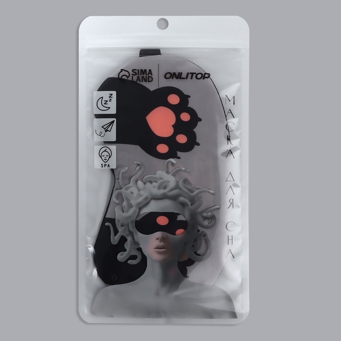 Маска для сна «ЛАПКИ», 19,5 × 9,5 см, резинка одинарная, цвет МИКС Маска для сна «ЛАПКИ», 19,5 × 9,5 см, резинка одинарная, цвет МИКС