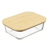VETTA Контейнер для продуктов 1000мл, крышка бамбук, жаропрочное стекло