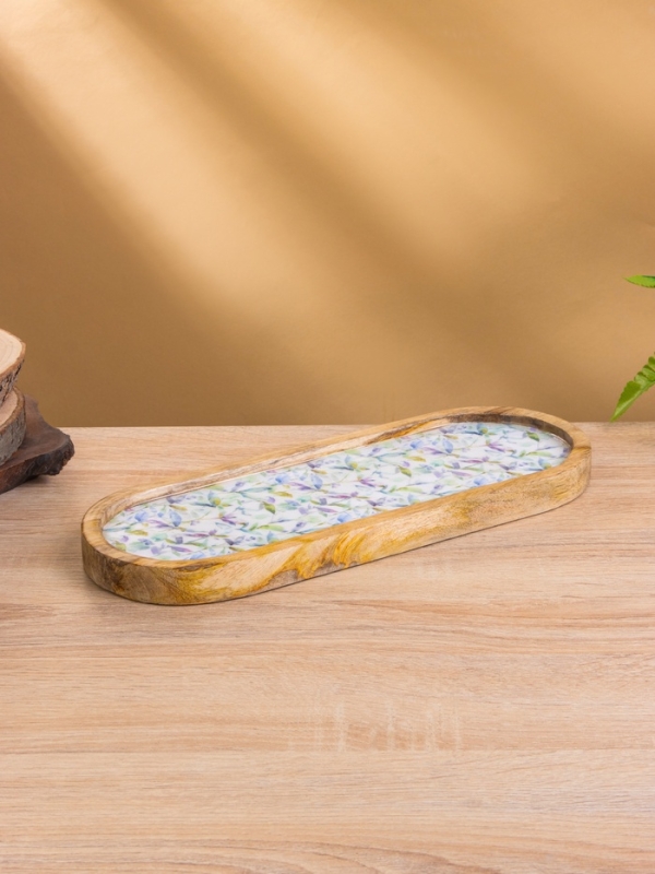 Набор розеток на подносе  Набор розеток на подносе "Оттенки сирени" (3 шт) дерево манго 33,5х13х6,5 см