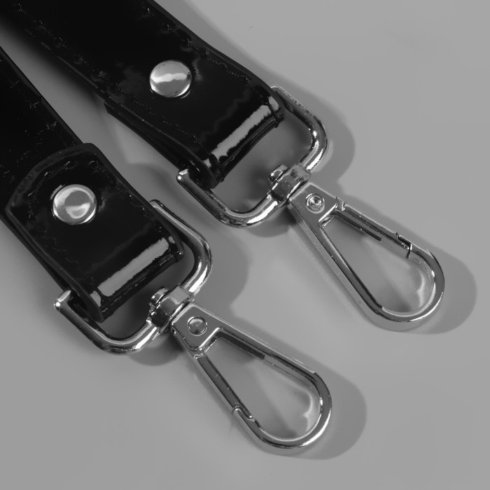 Ручка для сумки лакированная, с карабинами, 60 ± 1 см, цвет чёрный