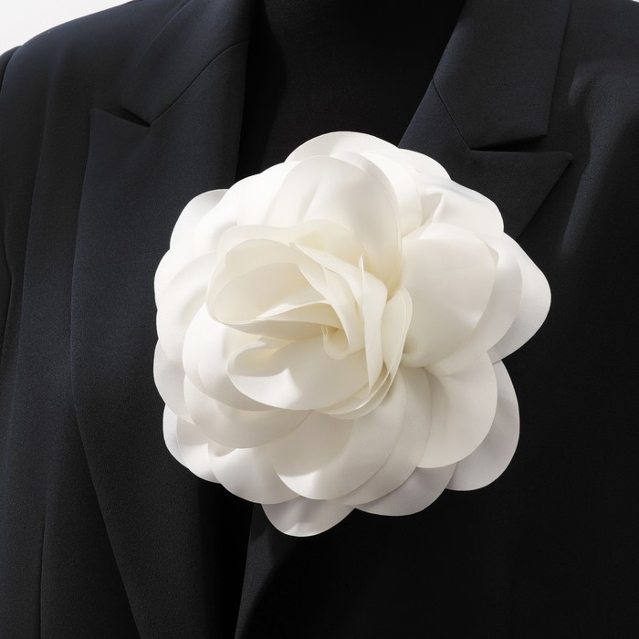Брошь текстильная «Цветок» камелия, цвет белый Брошь текстильная «Цветок» камелия, цвет белый