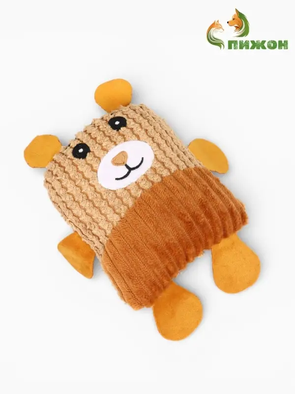 Мягкая игрушка для собак &laquo;Медведь&raquo;, 20 см, с пищалкой, коричневая