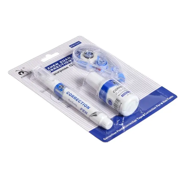 Корректор-лента Zhen Xuan 6 м &times; 5 мм, с корректором 18 мл, с корректирующим карандашом 7 мл, металлический наконечник, на основе растворителя