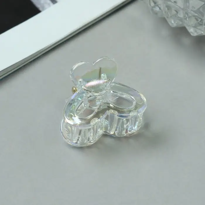 Крабики для волос Выбражулька &laquo;Аванти&raquo;, сердце двойное, 2.5 см, набор 6 шт., прозрачные