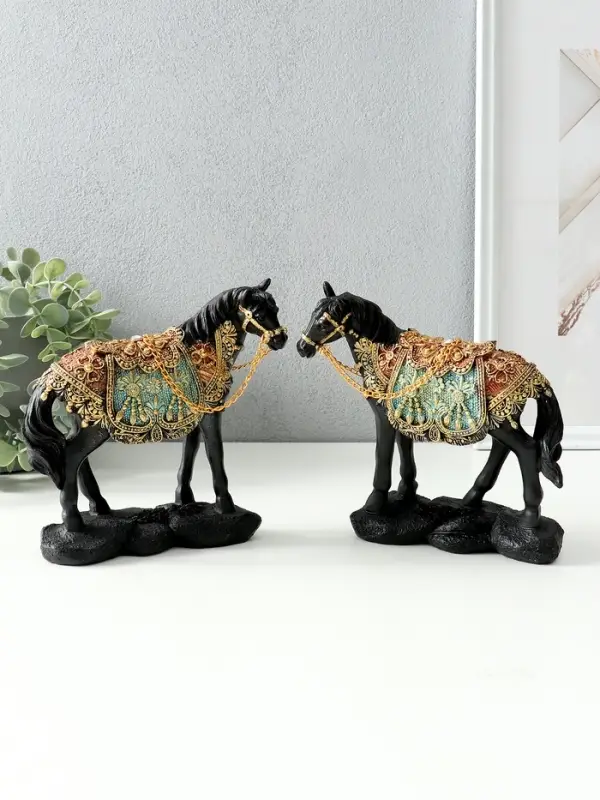Сувенир полистоун Сувенир полистоун "Конь императора" чёрный, цветная попона МИКС 16х6х16,3 см