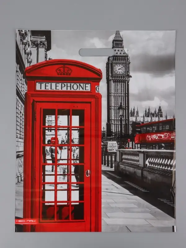 Пакет "Лондон, полиэтиленовый с вырубной ручкой 41х51 см, 80 мкм