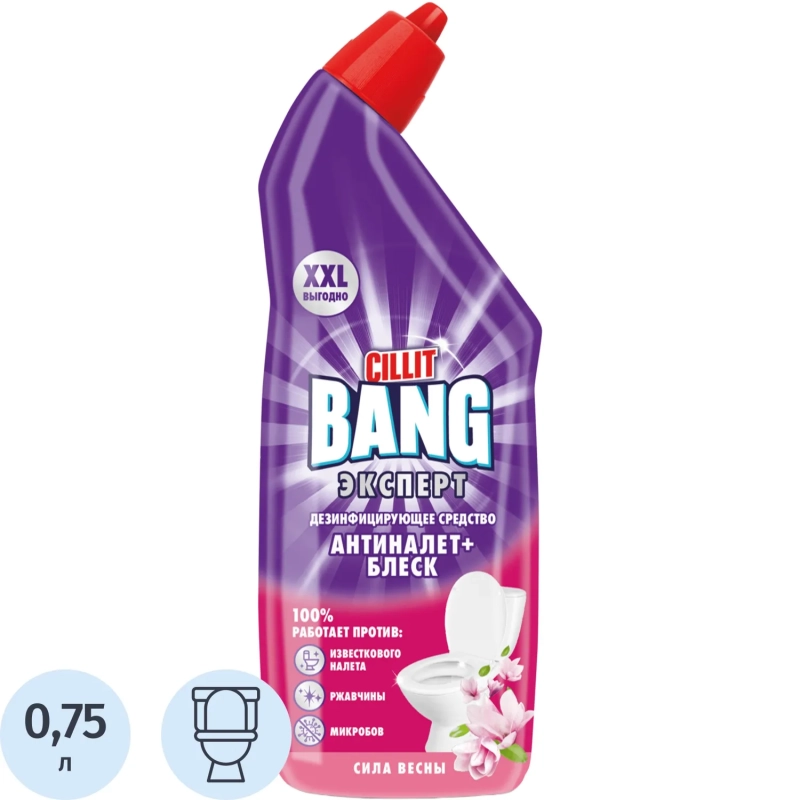 Средство для сантехники CILLIT BANG Антиналет+Блеск Сила весны 750мл