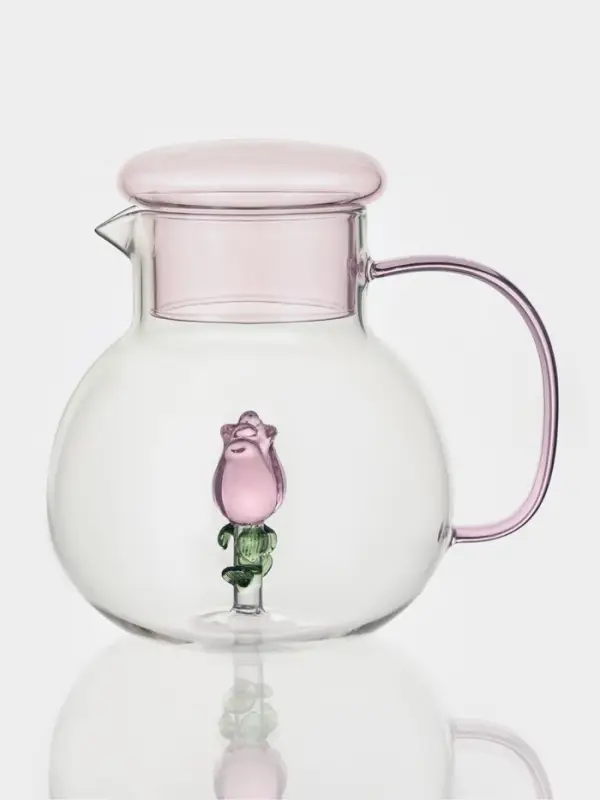 Кувшин &laquo;Розочка&raquo;,1000 мл, стекло, прозрачный, розовый