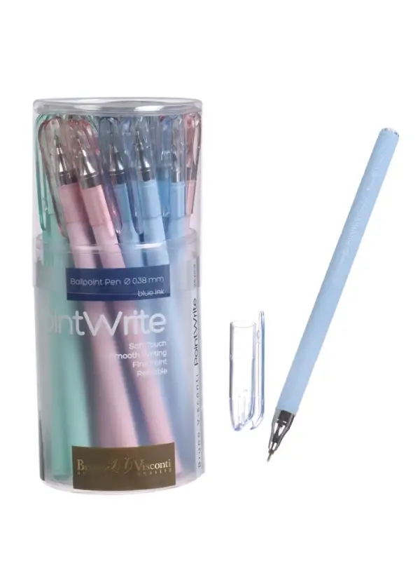 Ручка шариковая BrunoVisconti. PointWrite. Zefir, синий стержень, узел 0.38 мм, матовый корпус, МИКС