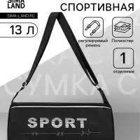 Сумка спортивная на молнии, боковой карман с сеткой, регулируемый ремень, маленький размер, чёрная