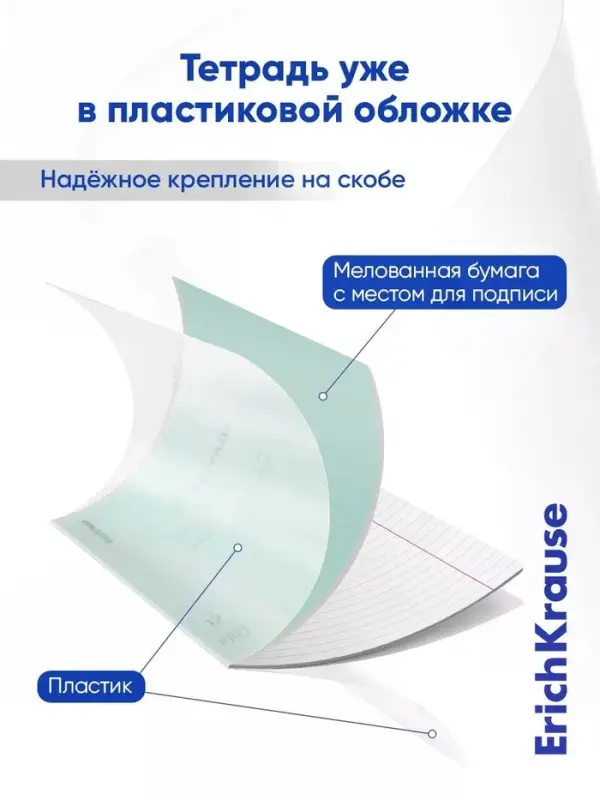 Тетрадь 12 листов в линейку ErichKrause CoverPro fizzy, бирюзовая