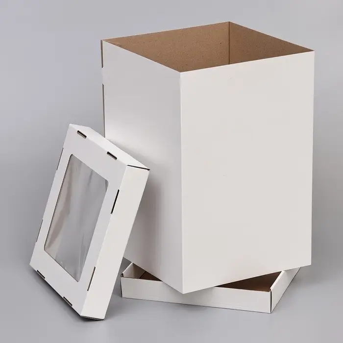 Коробка под торт, с ПВХ окном, белая, 30&times;30&times;45 см