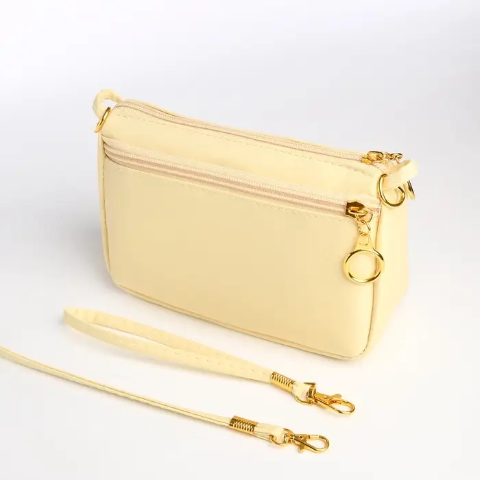 Сумка женская кросс-боди на молнии, 18&times;6.5&times;12 см, бежевая