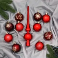 Ёлочные шары &laquo;Новогодний набор&raquo;, с верхушкой, 21 шт. (20 шаров d=6 см, верхушка), красные