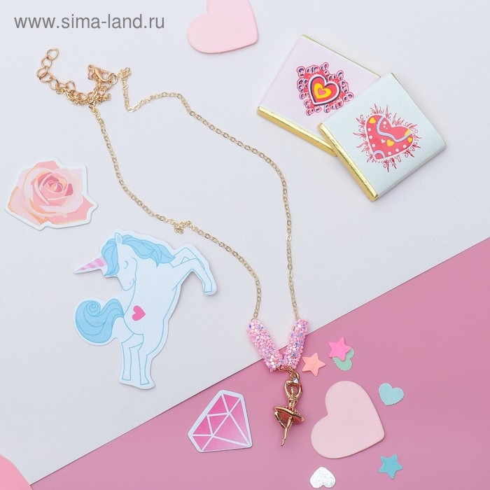 Кулон детский «Выбражулька» пайетки, балеринка, цветной в золоте Кулон детский «Выбражулька» пайетки, балеринка, цветной в золоте