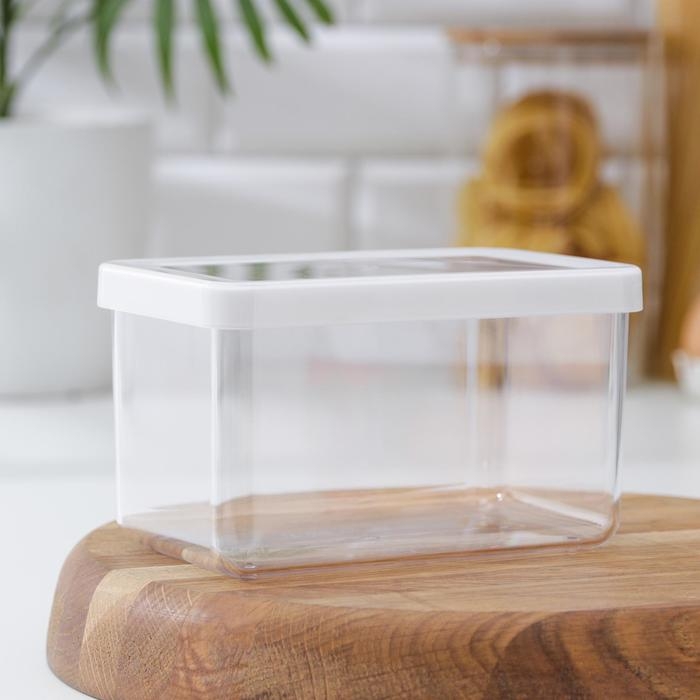 Контейнер для сыпучих продуктов &laquo;Степ&raquo;, 1.1 л, 16&times;10&times;9.5 см, цвет белый