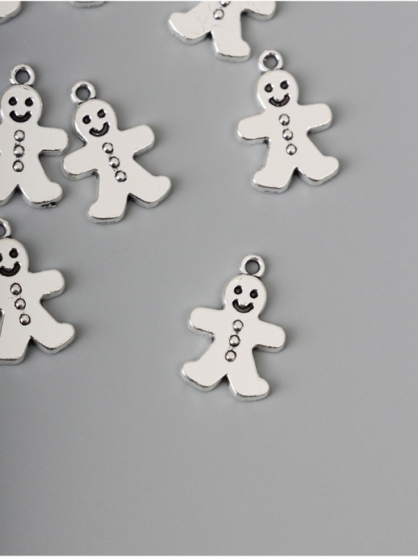 Декор для творчества металл Декор для творчества металл "Имбирный пряник" серебро набор 10 шт 1,9х1,1х0,2 см