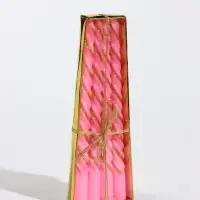 Свечи витые, 1.5&times;20 см, 4 шт., полоска, розовый с золотом