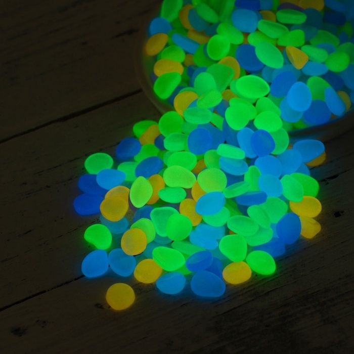 Декоративные камни для аквариума, светящиеся, 8-11 мм, 500 г, микс Декоративные камни для аквариума, светящиеся, 8-11 мм, 500 г, микс