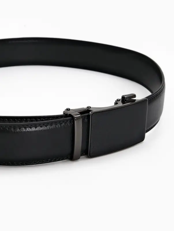 Ремень мужской, 126&times;3.5 см, натуральная кожа, пряжка автомат, чёрный