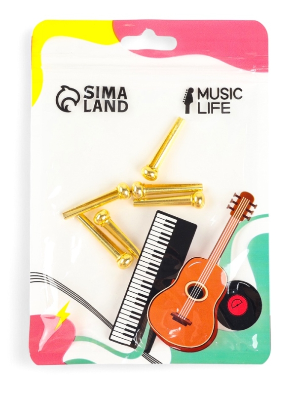 Набор фиксаторов струн Music life, 6 штук, медный Набор фиксаторов струн Music life, 6 штук, медный