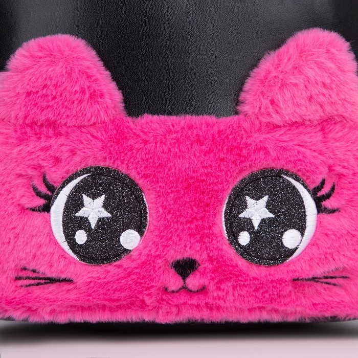 Рюкзак детский для девочки из искусственной кожи «Котик», с карманом из плюша, 27х23х10 см