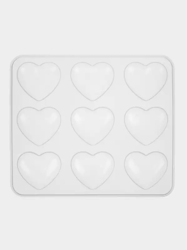 Форма для шоколада Доляна &laquo;Сердечки&raquo;, силикон, 20&times;17.5&times;0.6 см, 9 ячеек (5.5&times;5 см), прозрачная