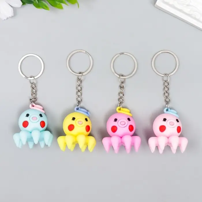 Брелок резина Брелок резина "Осьминожка в шляпке" МИКС 10х3,6 см