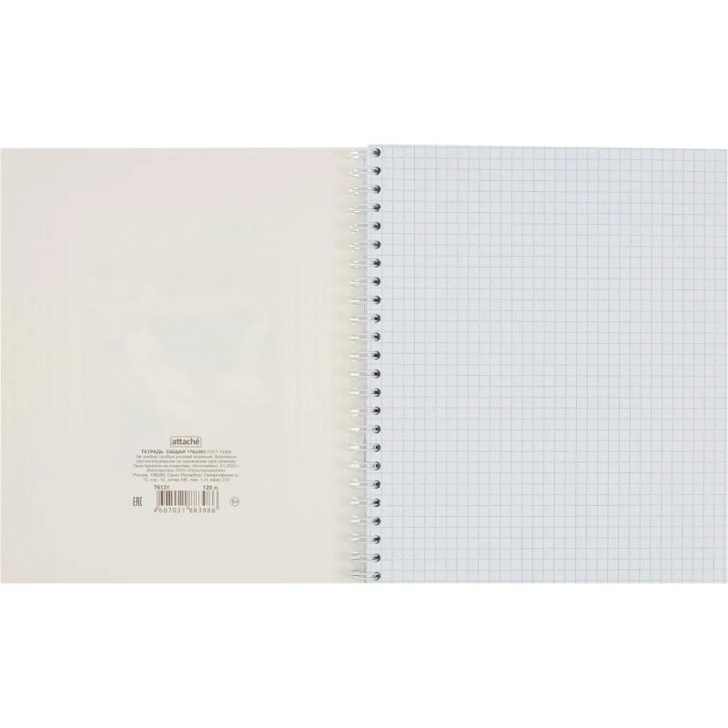 Тетрадь общая Attache,120л,клет,А5,спир,обл.лак.карт