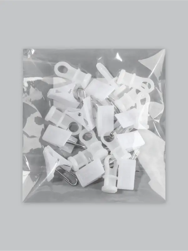 Набор для штор: бегунок 10 шт., зажимы 10 шт., белый