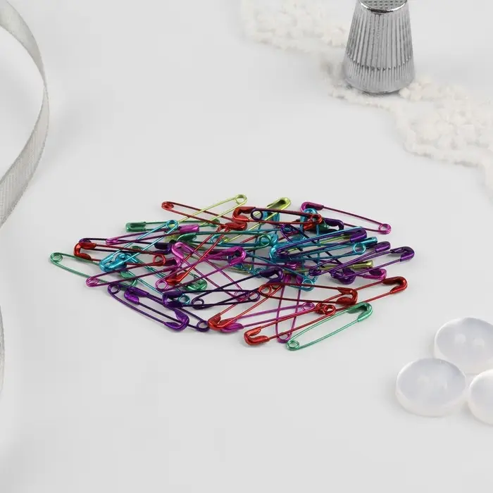 Булавки английские, 22 мм, 80 шт., цвет разноцветный