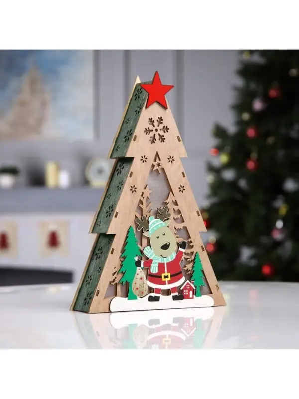Светодиодная фигура &laquo;Олень с подарками&raquo; 20&times;30&times;5.5 см, дерево, от батареек AАAx2, свечение тёплое белое