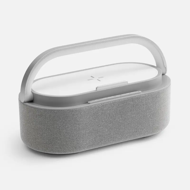 Колонка с часами и беспроводной зарядкой Veske ver.2, серая