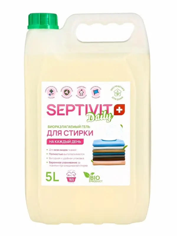 Гель для стирки SEPTIVIT  Гель для стирки SEPTIVIT "Ежедневная стирка", 5л