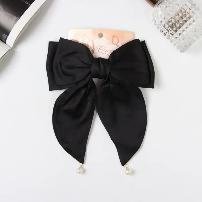 Заколка - автомат для волос QF &laquo;Джулия&raquo;, двойной бант, 18&times;15 см, чёрная