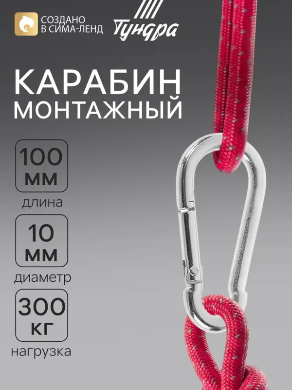 Карабин ТУНДРА krep, DIN5299С, 10&times;100 мм, оцинкованный