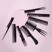 Набор расчёсок, 8 предметов, чёрный