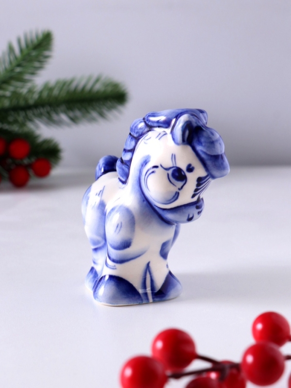 Сувенир Конь Лёша, 9х8,5х4 см, гжель Сувенир Конь Лёша, 9х8,5х4 см, гжель