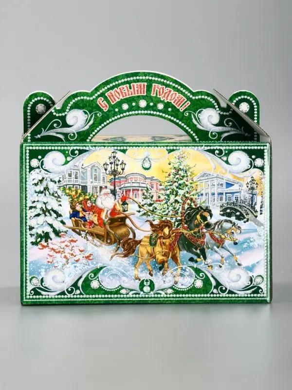 Подарочная новогодняя коробка Подарочная новогодняя коробка "Чудо-тройка", Чемоданчик средний 20×12×19 см 10653025