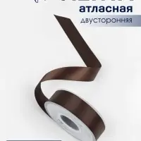 Лента атласная TEIRA, двухсторонняя, 25 мм, 25&plusmn;1 м, коричневая №0850