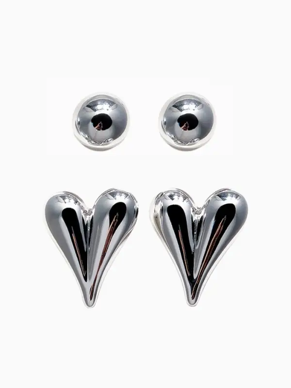 Набор серьги Набор серьги "Сердце" нежность, цвет серебро