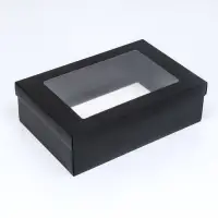 Коробка подарочная складная, упаковка, &laquo;Чёрная&raquo;, с окном 30&times;20&times;9 см